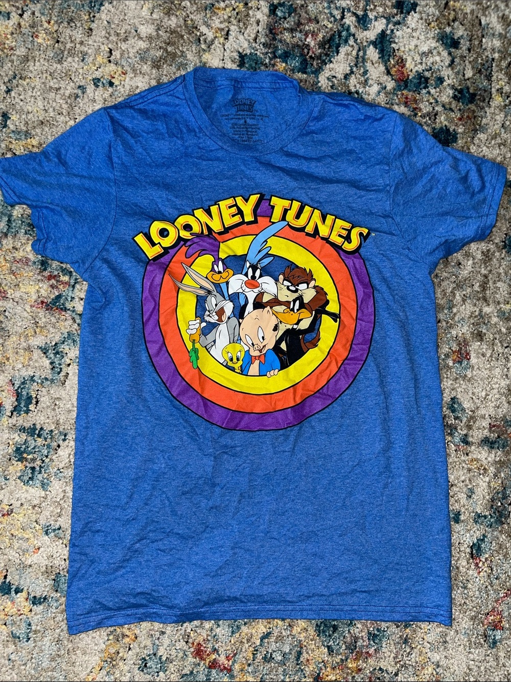Warner Bros. Looney Tunes Short Sleeve Tee in Blue with Multicolor Logo